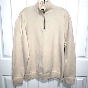 Eddie Bauer Men Sz L 1/4 Zip L/S Polo Top Vtg. Made Hong Kong